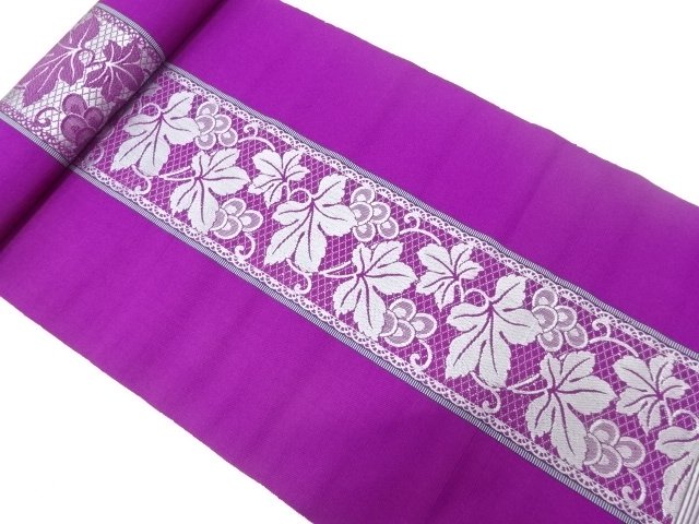 JAPANESE KIMONO / ANTIQUE CHIKUZEN HAKATA GRAPE PATTERN WOVEN EIGHT-SI